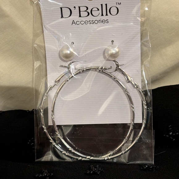 Pearl Stud and Silver Hoop Earring Set - Picture 1 of 1